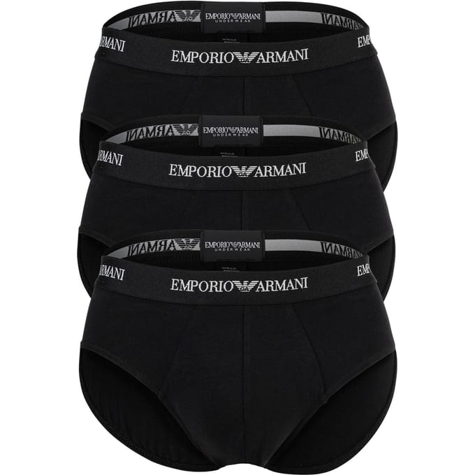 Armani slips met logo band 3-pack zwart