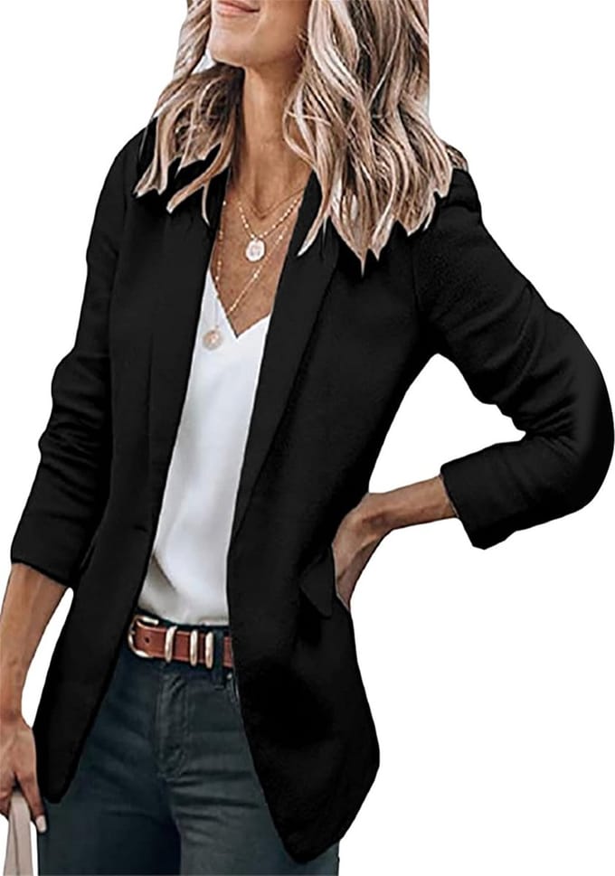 Dames Blazer Lange Mouwen Openvallend Effen Chic Voor Werk en Kantoor