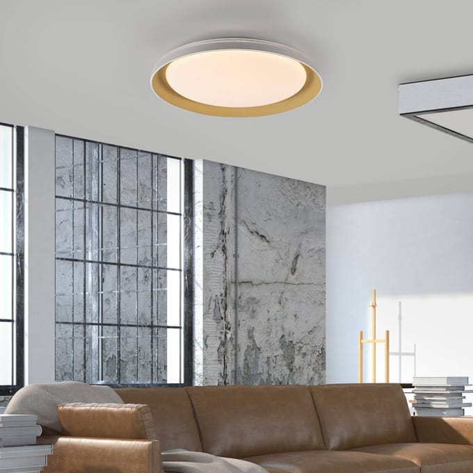 JUST LIGHT. GmbH JUST LIGHT. Sati plafondlamp, kunststof, wit/messing
