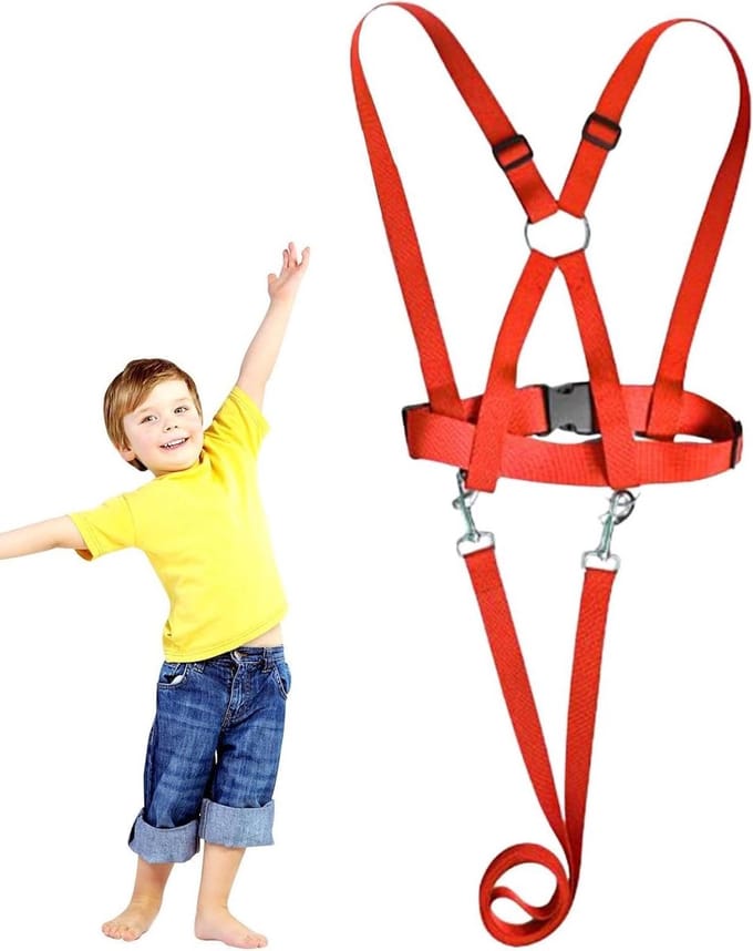 Veiligheidsharnas Kinderen - Leidend Touw - Buitenactiviteiten - Flexibel Bandontwerp - 200cm Lengte - Rood