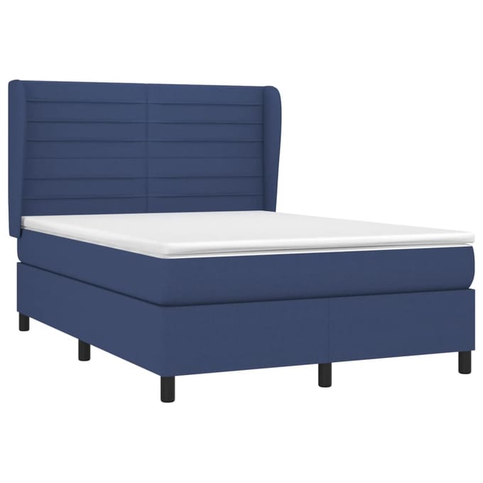 vidaXL - Boxspring - met - matras - stof - blauw - 140x200 - cm