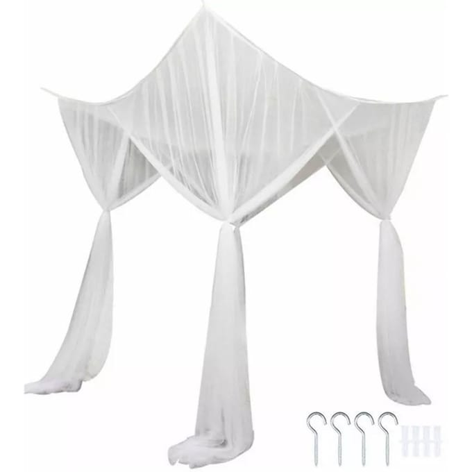 Vierkant Bedhemel Polyester Effectieve Bescherming 4 Hoekhemel Duurzaam voor Thuis Wit white