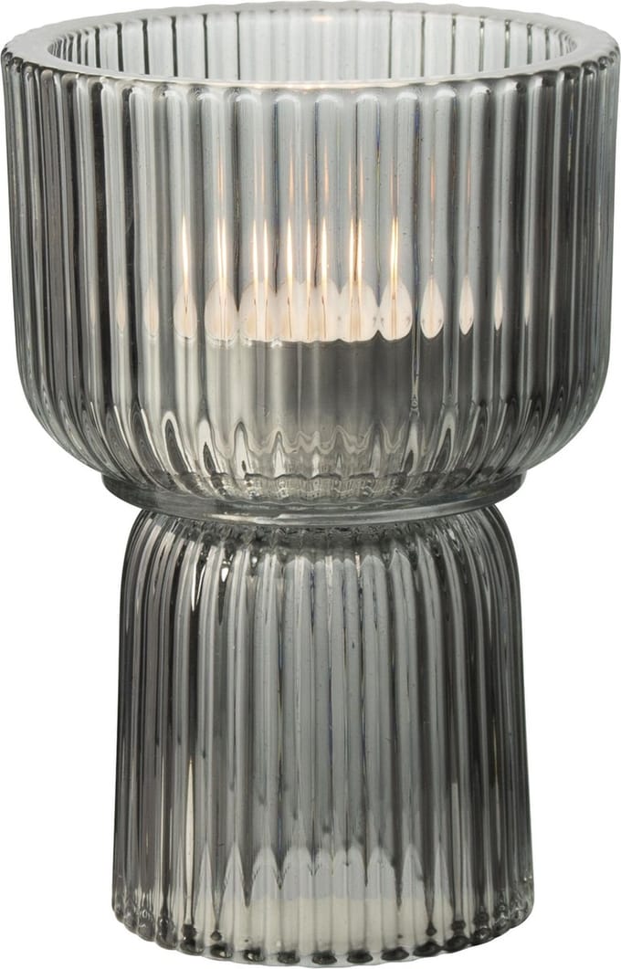 Gusta waxinelichthouder grijs - Waxinelichthouders - Glas - 10,5x15cm