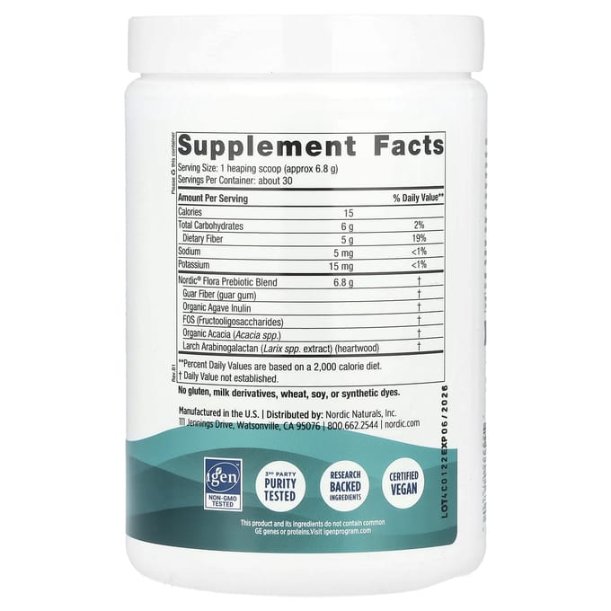 Nordic Flora Prebiotische Vezelmengsel Poeder, Zonder Smaak, 204G (7.2oz)