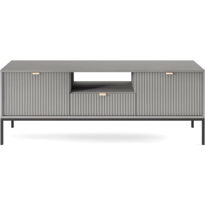 Selsey Vellore - RTV kast 154 cm - grijs met geribbelde fronten en gouden handgrepen