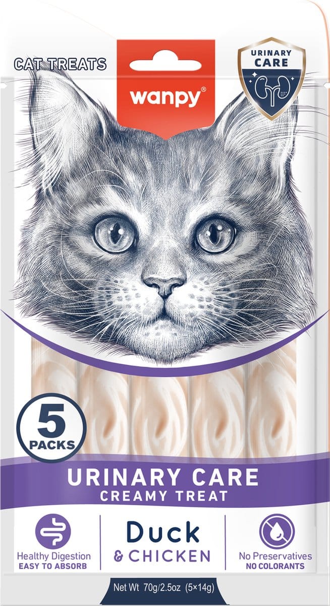 Wanpy - Likbare snack met functie - Eend & Kip - Urineverzorging - 1 x 5 sticks van 14 gram