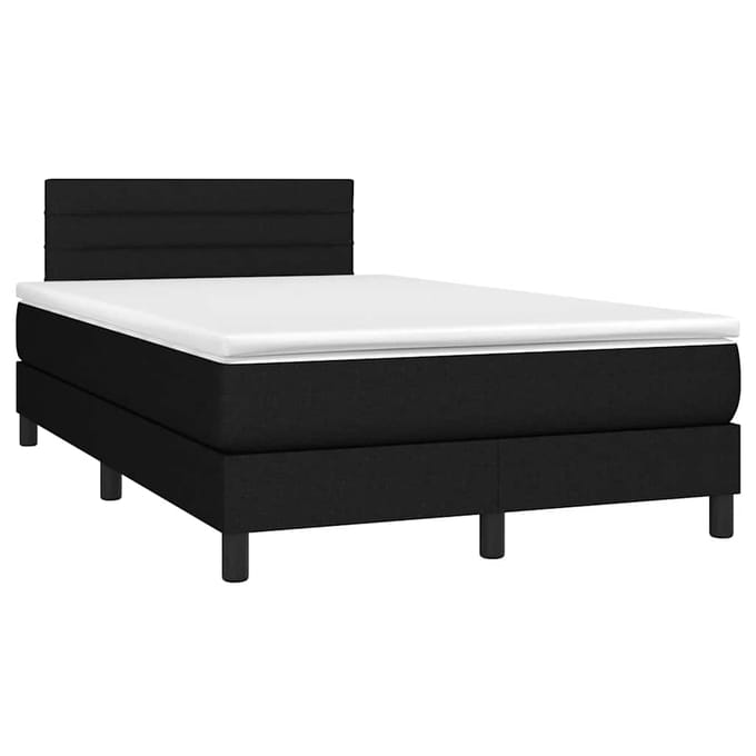 vidaXL - Boxspring - met - matras - en - LED - stof - zwart - 120x200 - cm