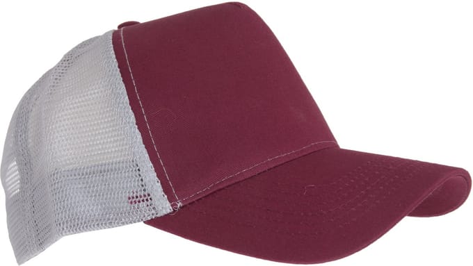 Beechfield Heren Half Mesh Trucker Cap / Hoofddeksel (2 stuks) (Bourgogne/ Lichtgrijs)