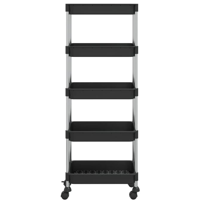 vidaXL - Keukentrolley - 5-laags - 42x29x128 - cm - ijzer - en - ABS - zwart