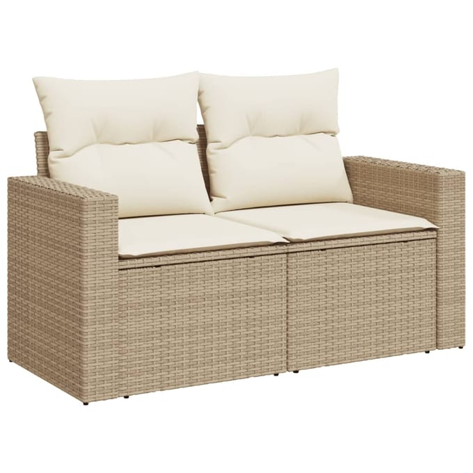 vidaXL - 10-delige - Loungeset - met - kussens - poly - rattan - beige