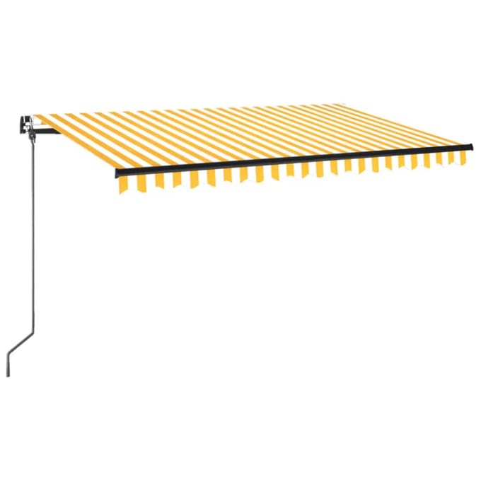vidaXL - Luifel - handmatig - uittrekbaar - 400x350 - cm - geel - en - wit