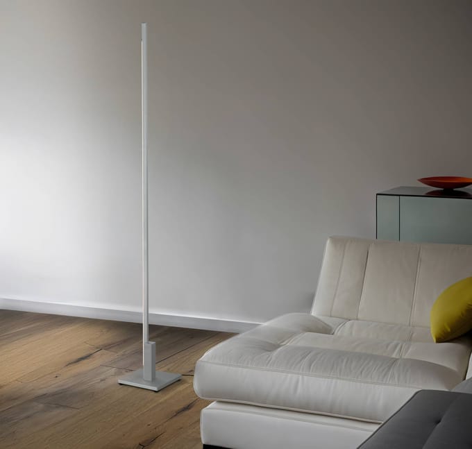 Quitani LED vloerlamp Talon, naturel geanodiseerd, metaal, dimbaar