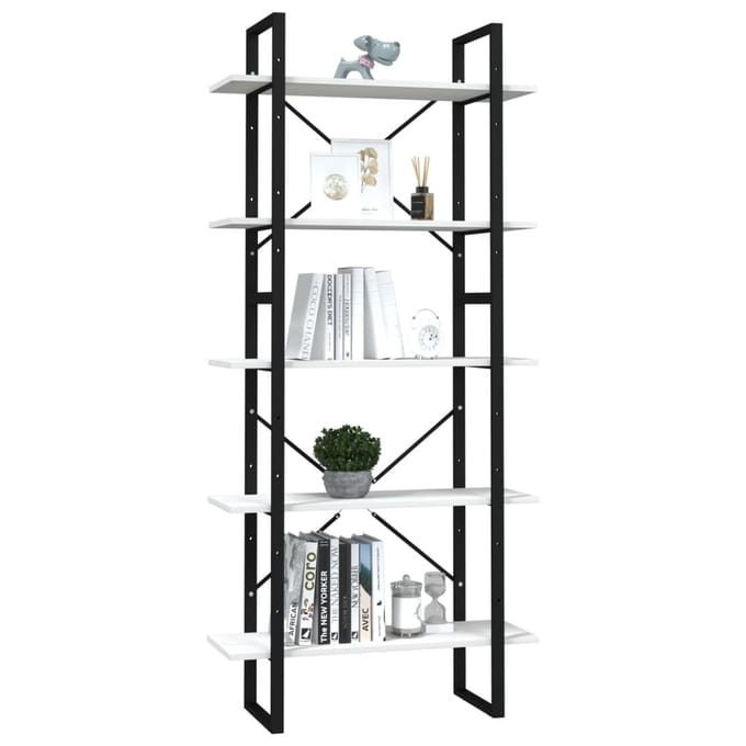 vidaXL - Boekenkast - met - 5 - schappen - 80x30x175 - cm - grenenhout - wit
