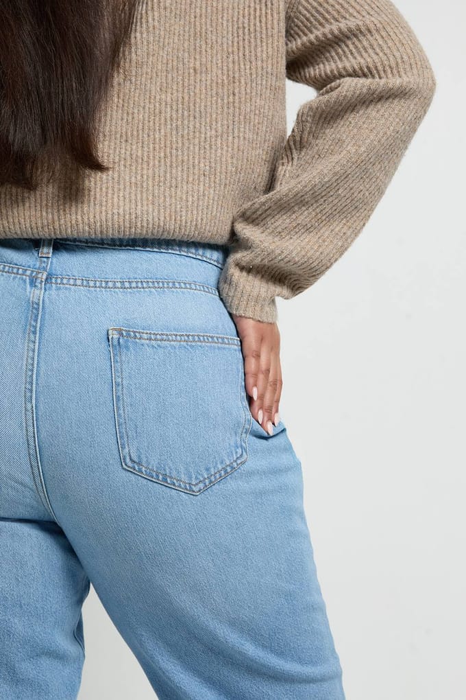 boohoo Dames Plus Basics Hoge Taille Mom Jeans | Lichtblauw | Maat: 16/30L
