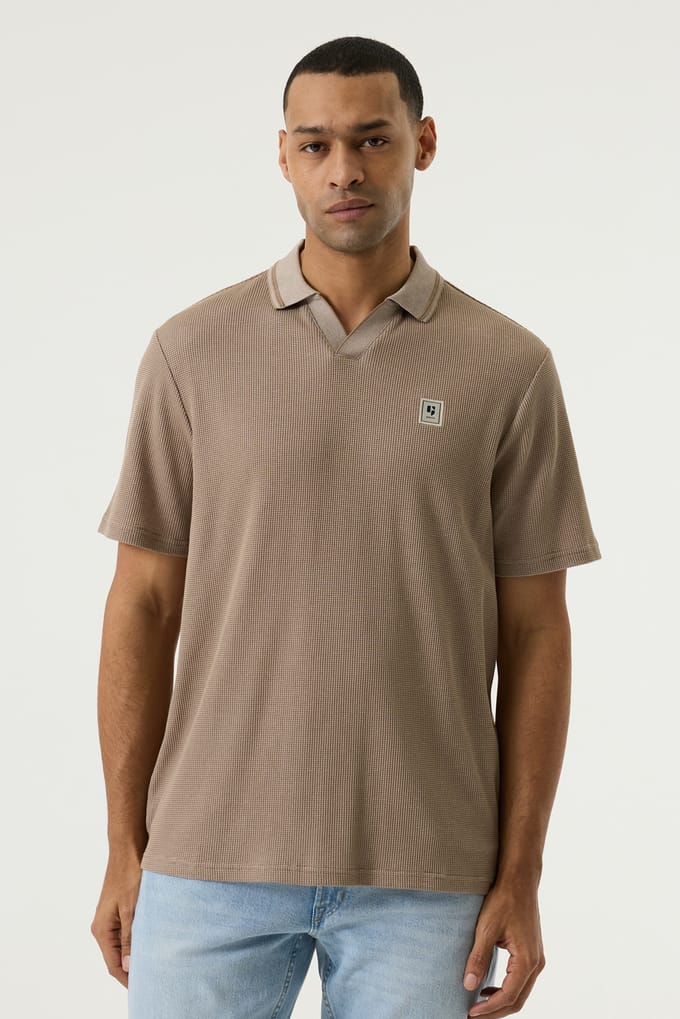 GARCIA Heren Effen Polo Bruin Korte mouw