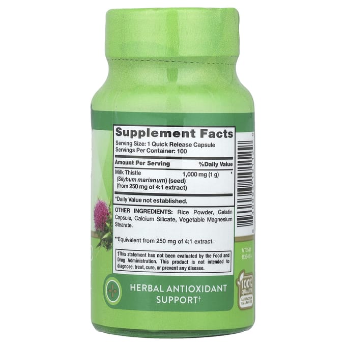 Nature's Truth, Extrait de graines de chardon-marie, 1 000 mg, 100 capsules à libération rapide