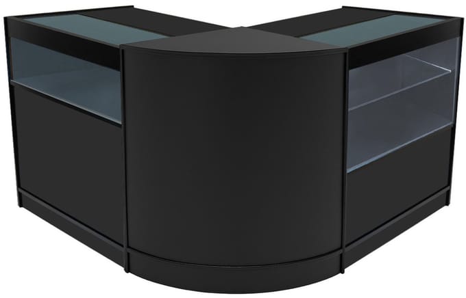 Adonis led-winkeltoonbankset - zwart - 90x90x60 & 90x60x60