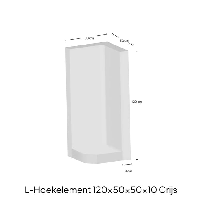 Hoek-L-Element 120x50x50x10cm Zichtbeton