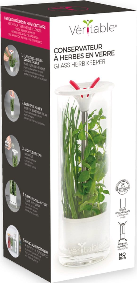 Véritable® Glass Herb Keeper - Glazen bewaarcontainer voor kruiden