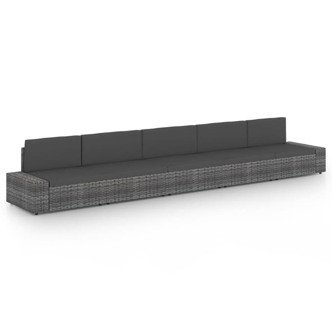vidaXL - 5-delige - Loungeset - met - kussens - poly - rattan - grijs