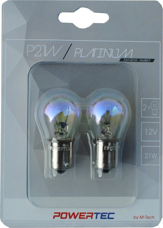 Powertec BA15S / PY21W 12V Halogeenlampen – Platinum Rainbow – Set