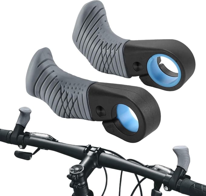 Fiets Handvatten - Stuur Grepen - Comfortabel Rijden - Ergonomische Duimsteun - 95mm Lengte - Grijs