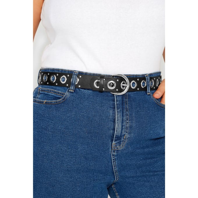 Yours Riem Met Eyelets & Studs In Zwart/Zilversize 42-44