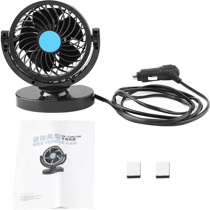 12V Draagbare Auto Koel Luchtventilator Stille Koeler black
