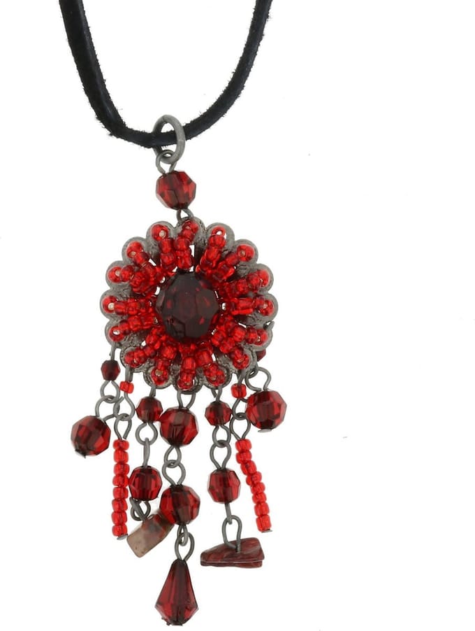 Behave - Ketting met rode bloemhanger - Boho chic - Draagbaar bij avond