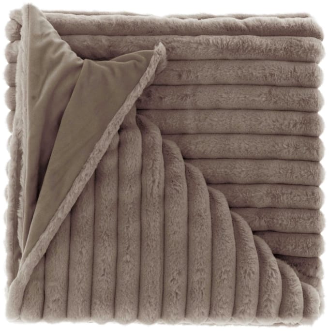 Unique Living Fleece Plaid Peppe Taupe 150x200