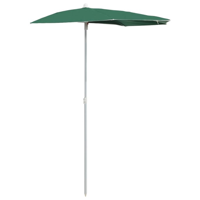 vidaXL - Parasol - half - met - paal - 180x90 - cm - groen