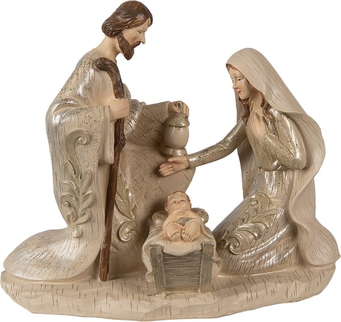 Clayre & Eef Beeld Kerstgroep 23 cm Beige Polyresin