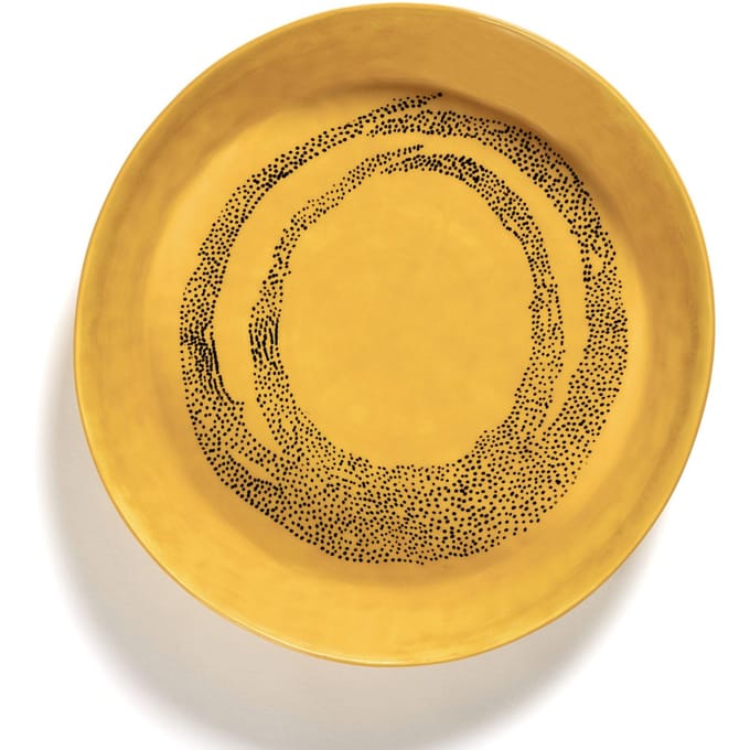 Serax Feast Dienblad S - yellow / swirl dots zwart