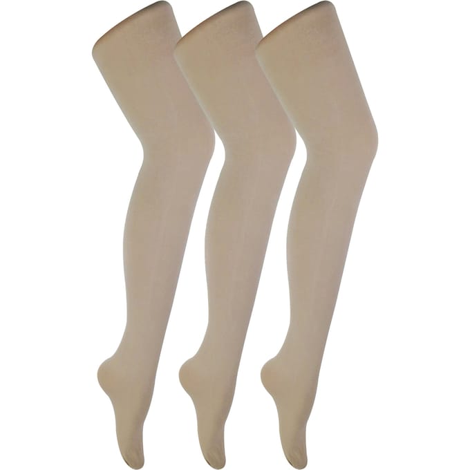 3 paar dames gekleurde ondoorzichtige 80 denier panty's - Natuurlijk