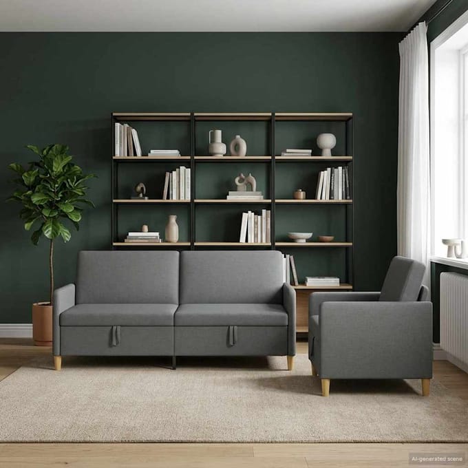 vidaXL - Sofa - Set - Met - Opslag - 2 - st - Donkergrijs - Polyester