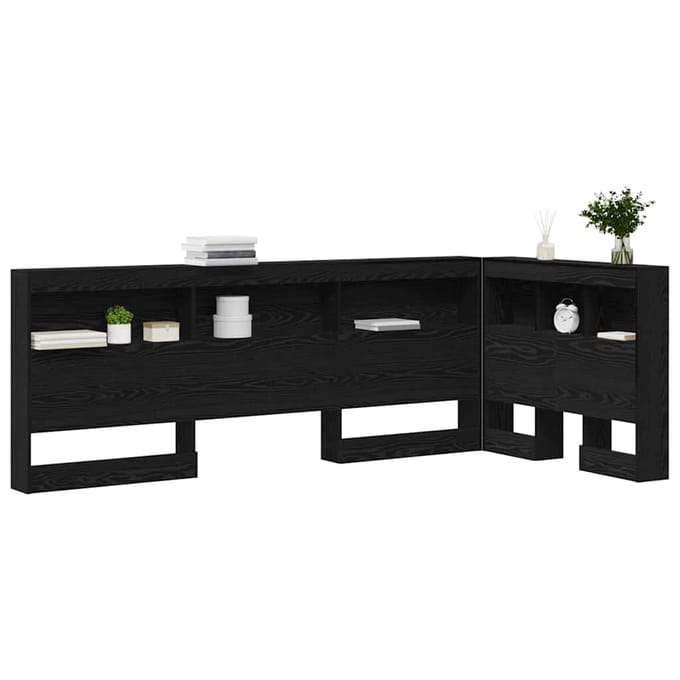 vidaXL Opberghoofdbord met plank Zwart Eiken 100 cm Bewerkt hout