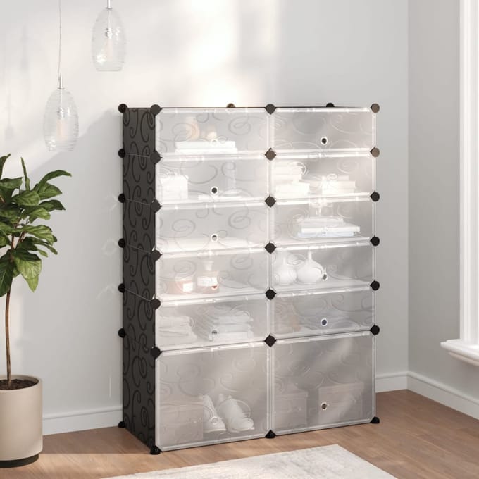 vidaXL - Schoenenrek - 94x37x125 - cm - polypropeen - zwart
