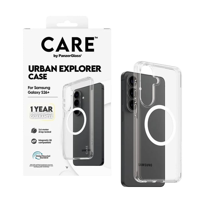 CARE by PanzerGlass Urban Explorer Case - Transparant w. - Wit Qi Samsung Galaxy S26 Plus