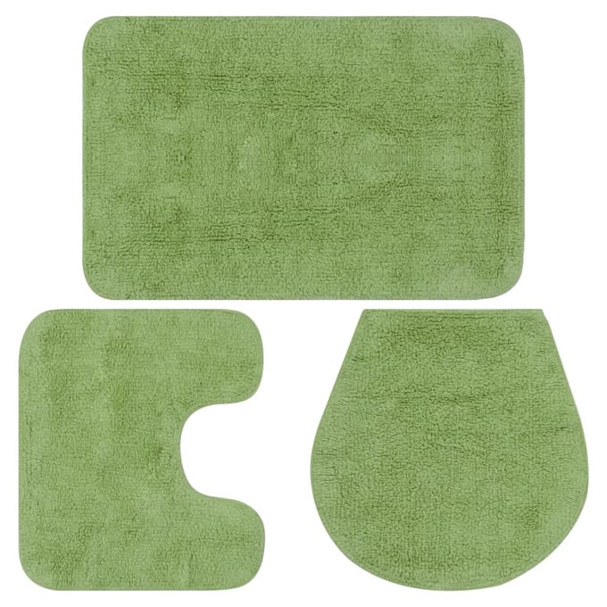 vidaXL - Badmattenset - stof - groen - 3-delig