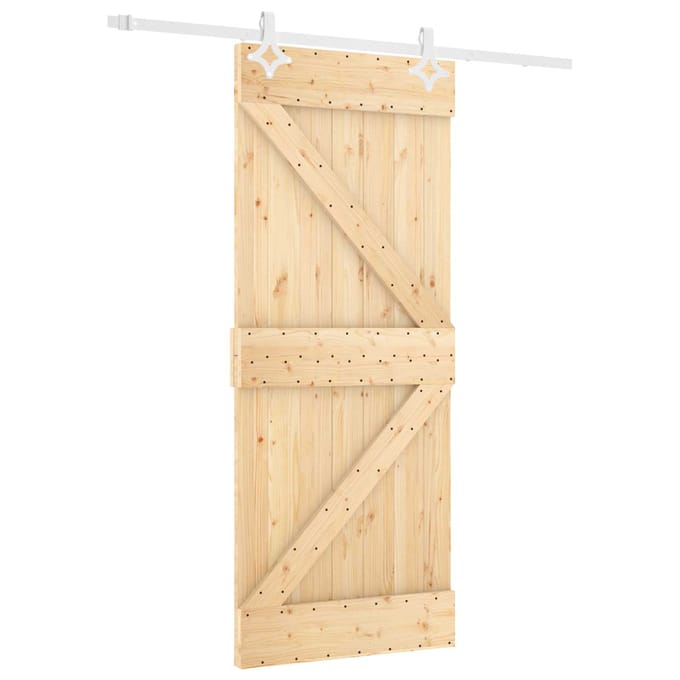 vidaXL - Schuifdeur - Natuurlijk - en - Wit - 80 - x - 210 - cm - Massief - grenenhout