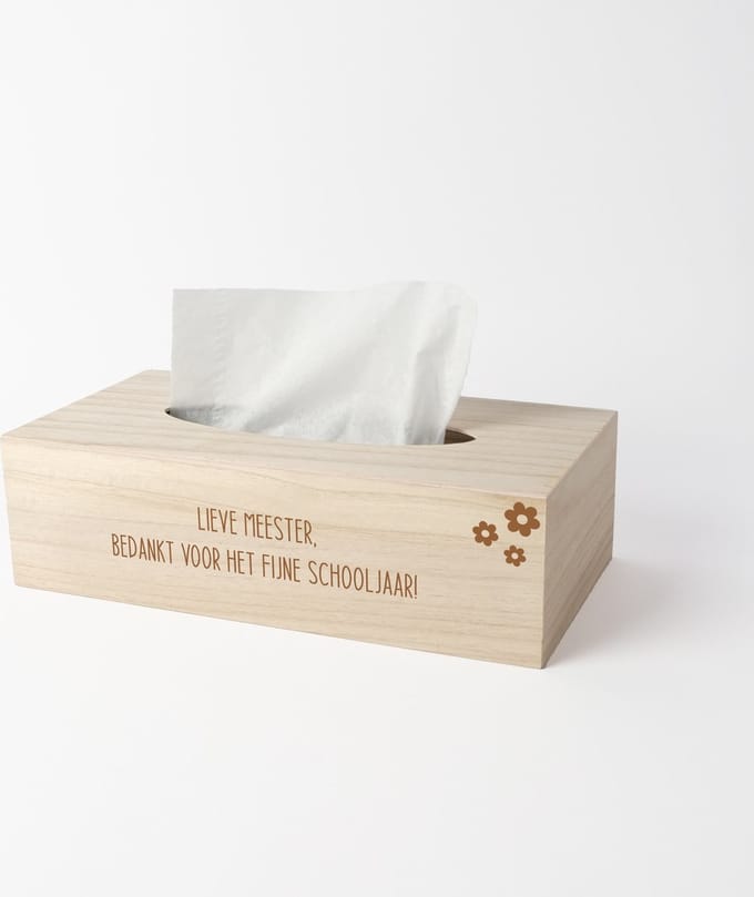 Tissue box - Cadeau meester - Cadeau meester einde schooljaar - Meester bedankt - Bloemetjes - MEESTER - kado meester - zakdoekendoos