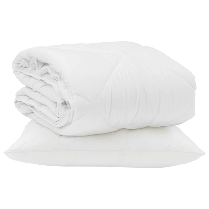 vidaXL - Zomer - Deken - met - kussen - 2 - st - Wit - Microvezel