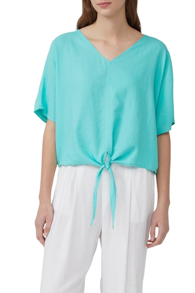 s.Oliver - female - Kortere blouse met relaxed fit van een linnenmix