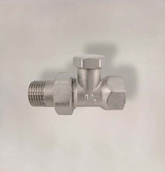 KIRCHHOFF Radiator Fitting - Vernikkeld - Recht - 3/8" - afsluitbaar