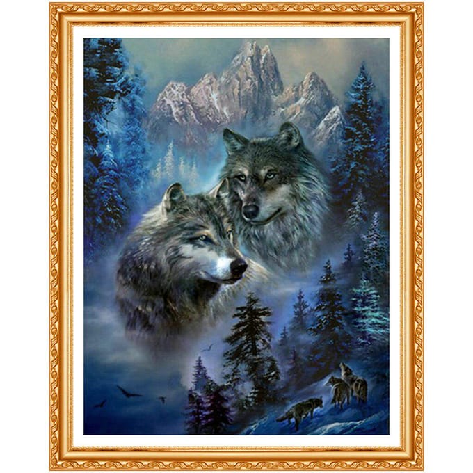 Peinture diamant loup de forêt 5d, broderie complète, point de croix, motif Animal, nouvelle collection 20X30CM black
