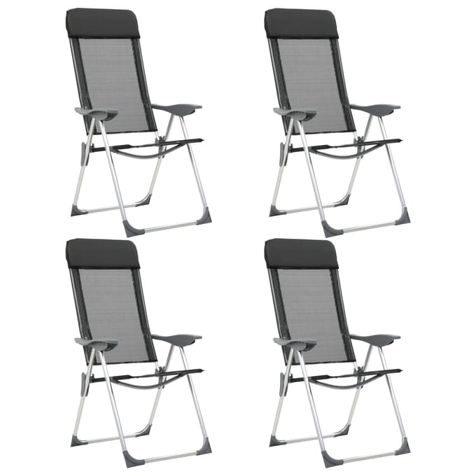 vidaXL - Campingstoelen - inklapbaar - aluminium - zwart - 4 - st