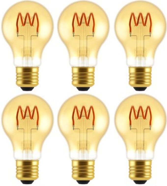 LED E27 decoratieve Filament lamp - ⌀ 60 mm – Dimbaar – 6-pack A60 led lampen