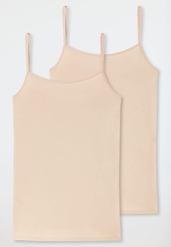 Schiesser 2 PACK Spaghettitop hemdjes 95/5 - Dames Onderhemd - zand beige