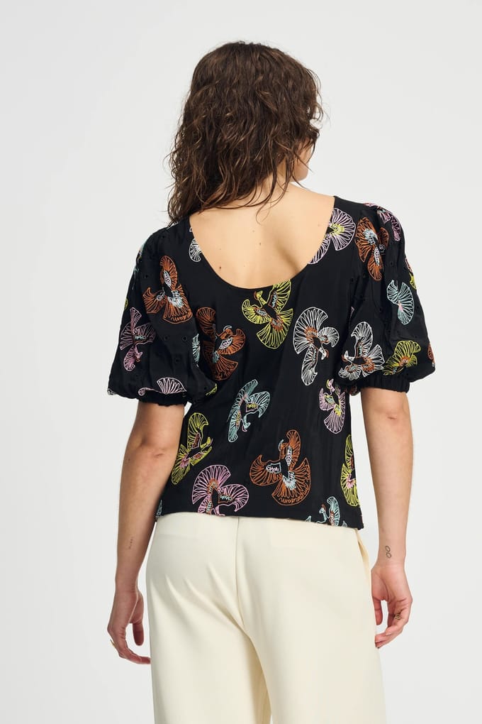 POM Amsterdam Top - Embroidery Sky Black Größe: 42 | Blusen Outlet | Damen | Schwarz