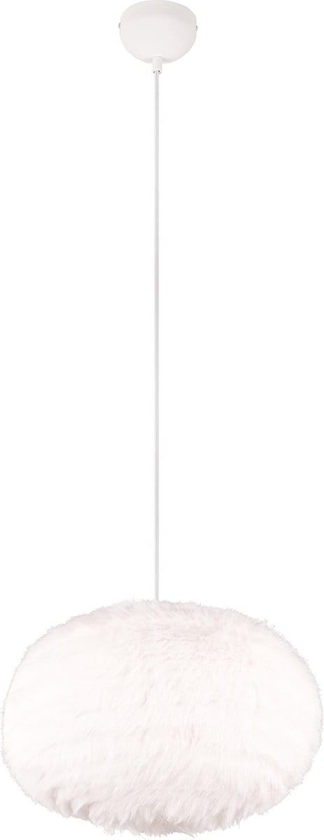 LED Hanglamp - Torna Fluffy XL - E27 Fitting - 1-lichts - Rond - Taupe - Synthetik Pluche